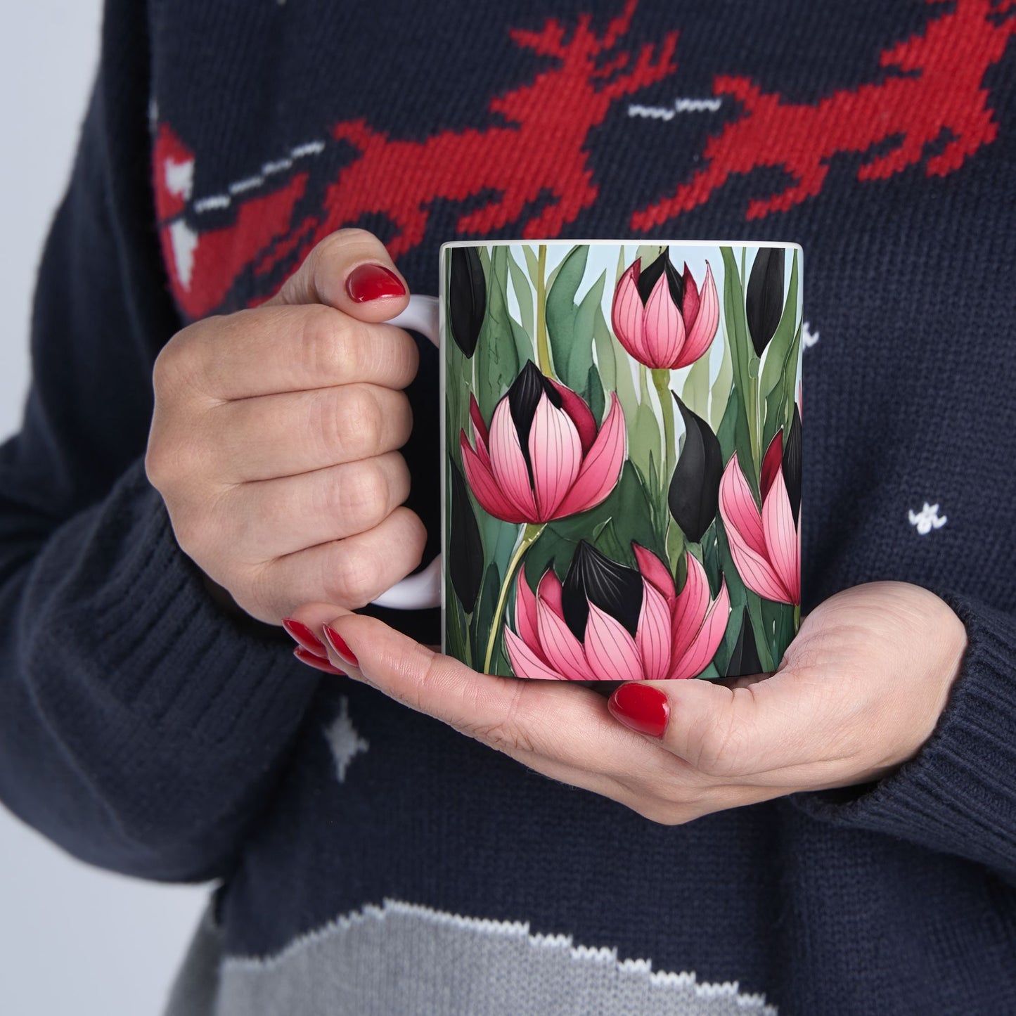 Botanical Floral Ceramic Mug - 11oz & 15oz - Perfect for Tea Lovers & Gift Giving