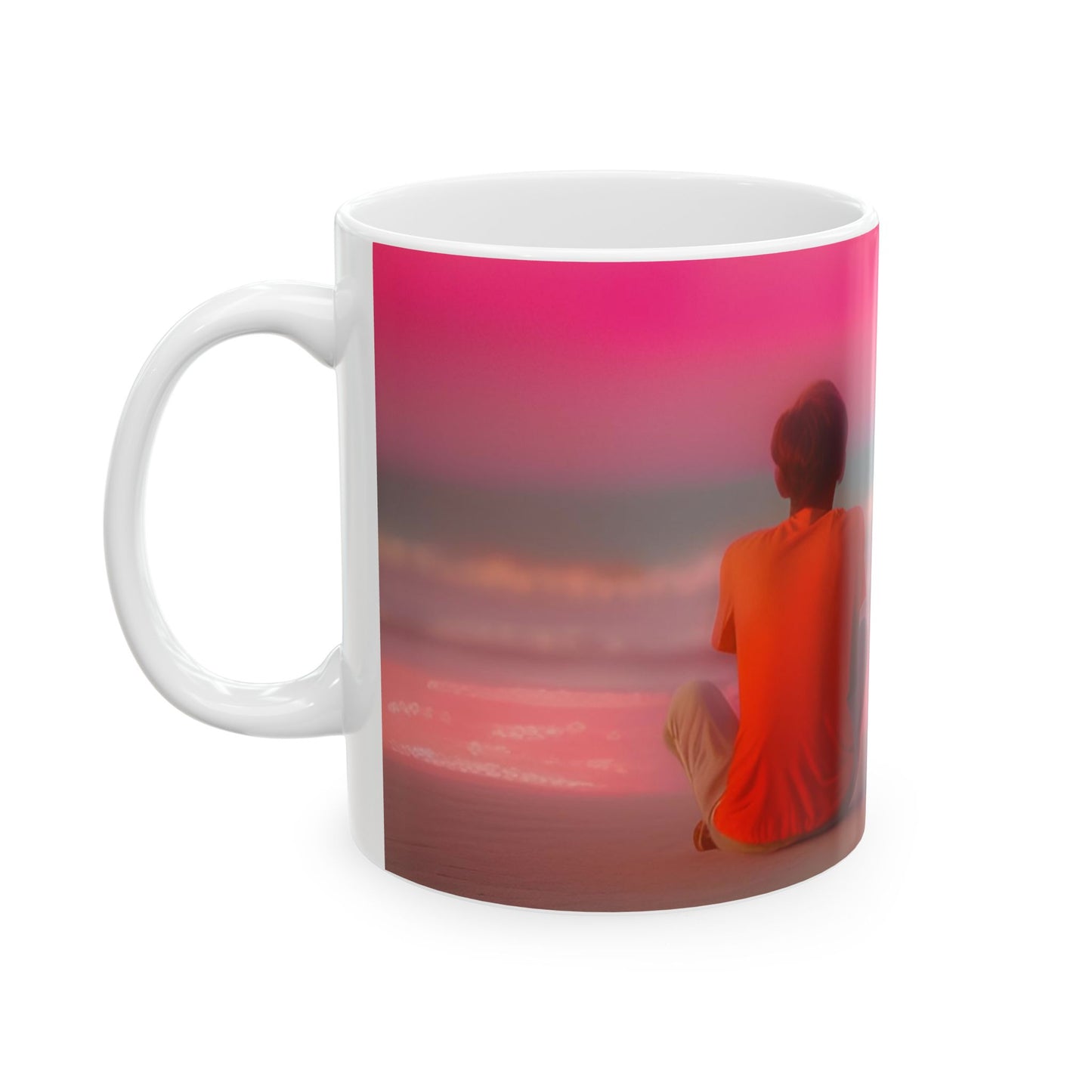 Serene Sunset Ceramic Mug - Inspirational Beach Design for Relaxation