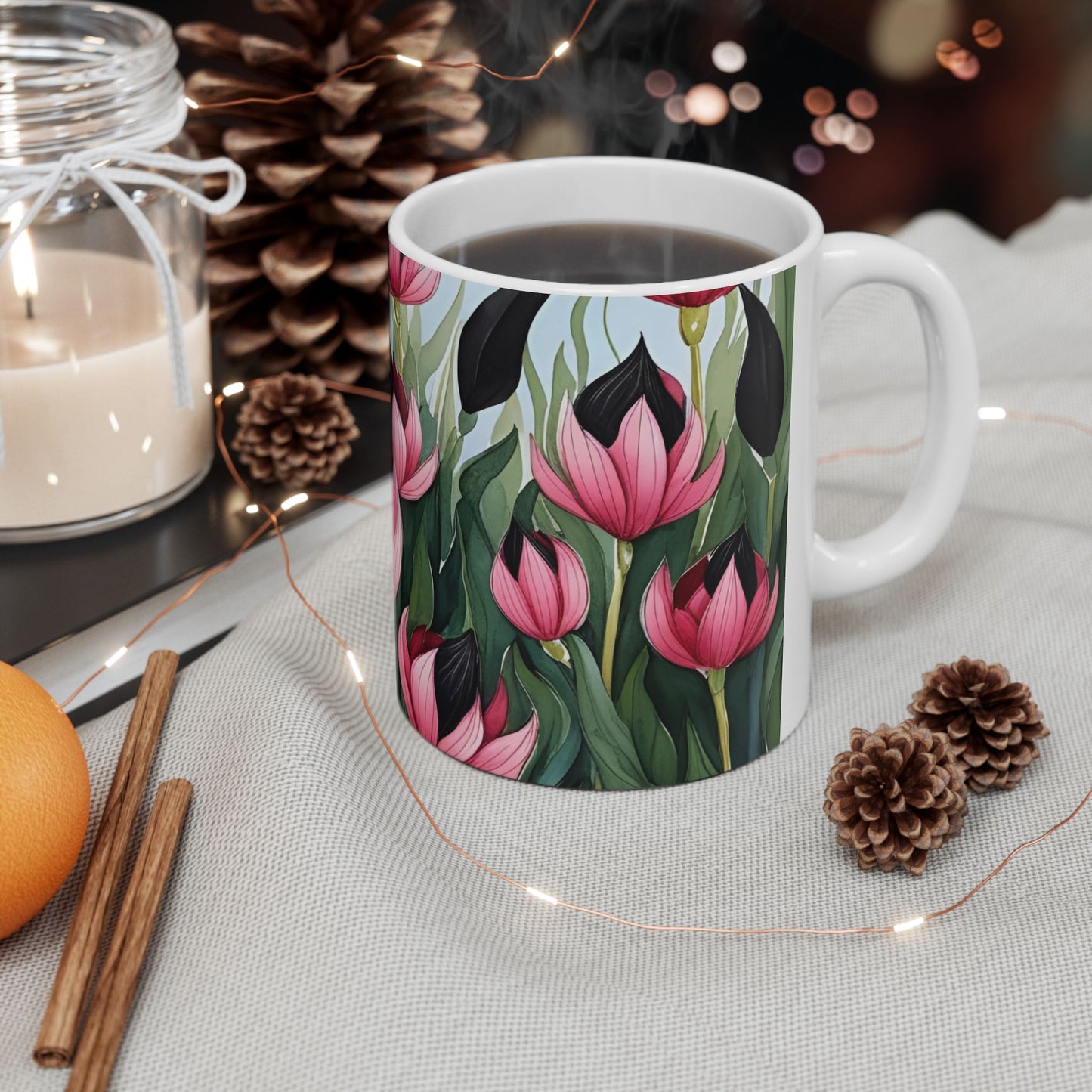 Botanical Floral Ceramic Mug - 11oz & 15oz - Perfect for Tea Lovers & Gift Giving