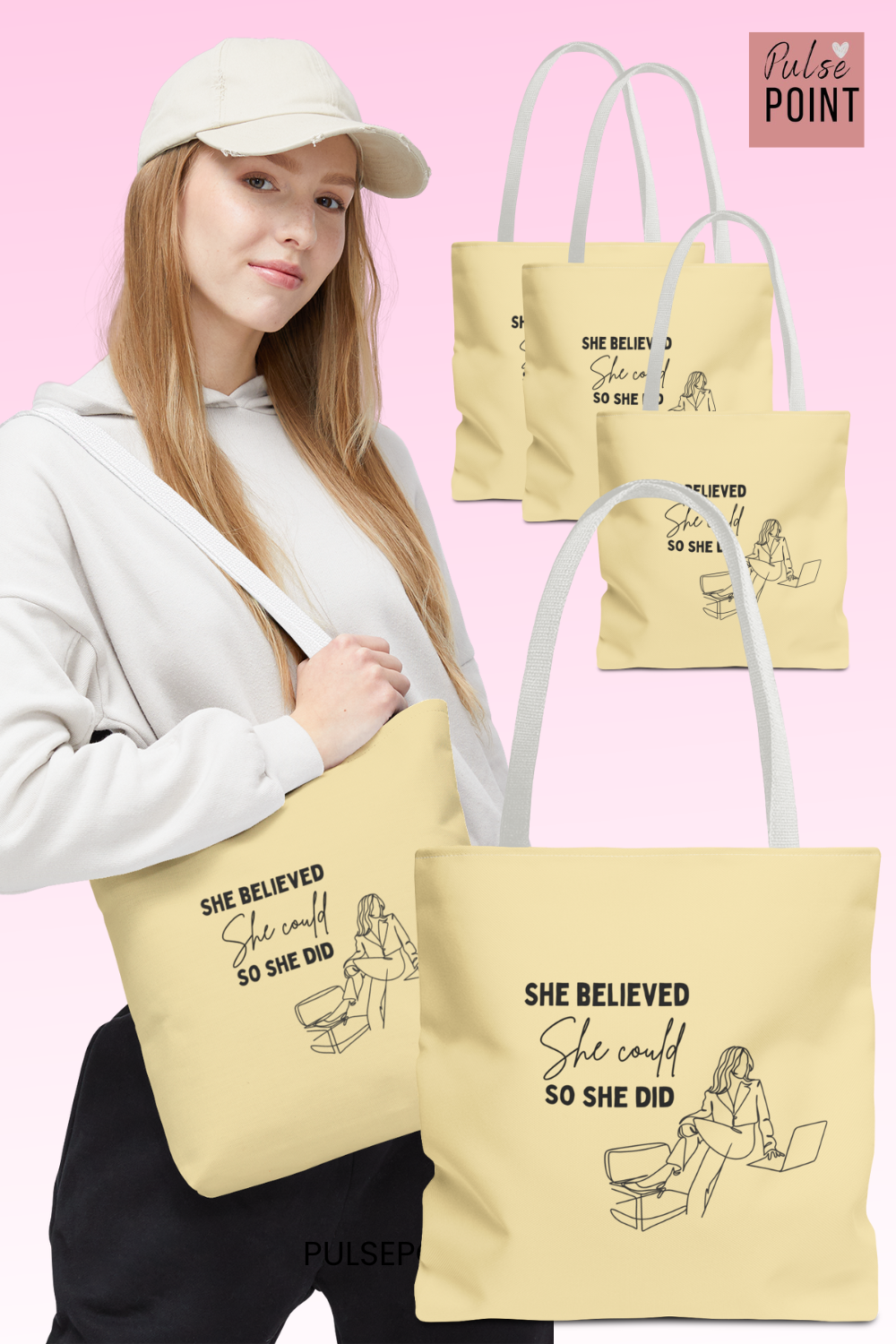 Tote Bags (AOP) design for successful women | women career goals | pulsepoint store