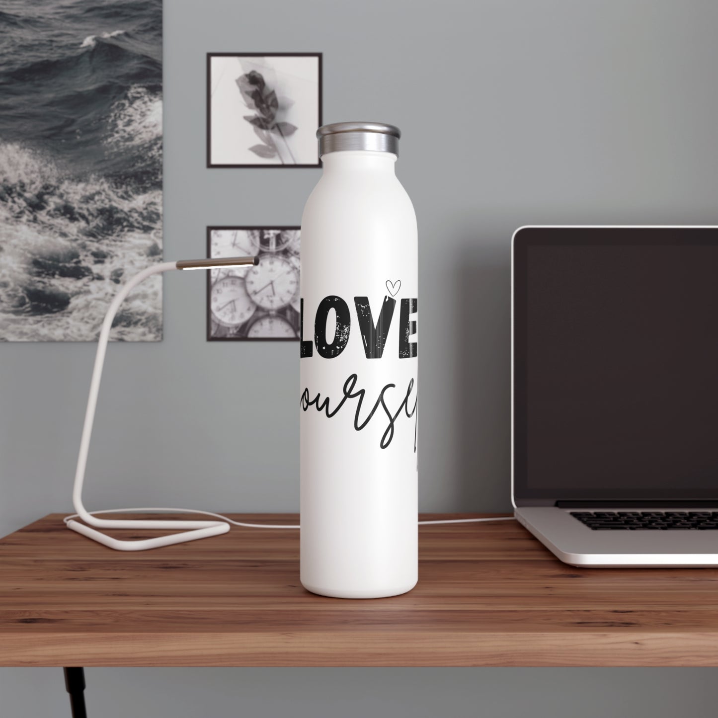 Slim Water Bottle | water bottle with motivational quote | pulse point store glassware