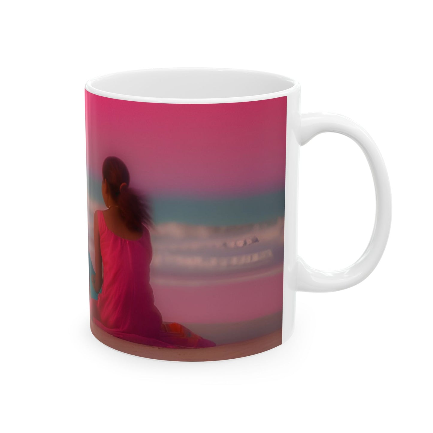 Serene Sunset Ceramic Mug - Inspirational Beach Design for Relaxation