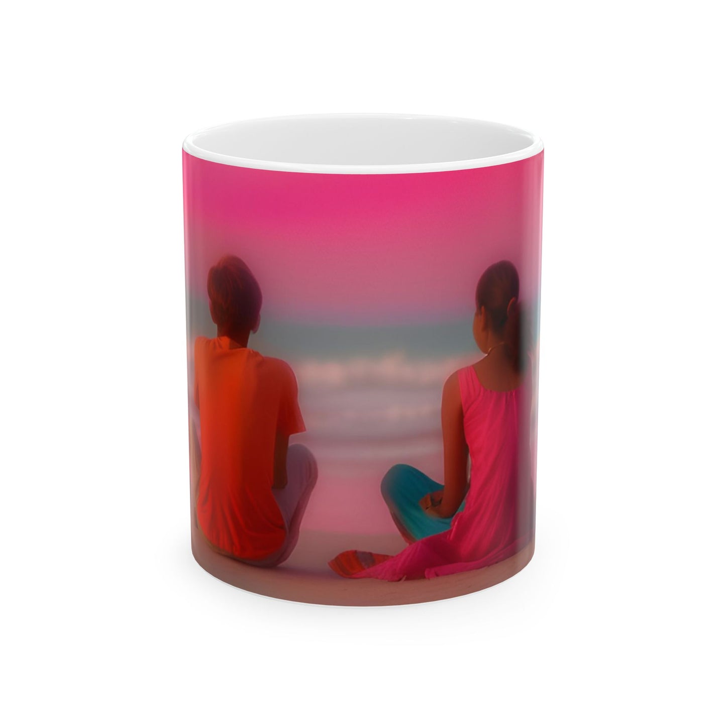 Serene Sunset Ceramic Mug - Inspirational Beach Design for Relaxation